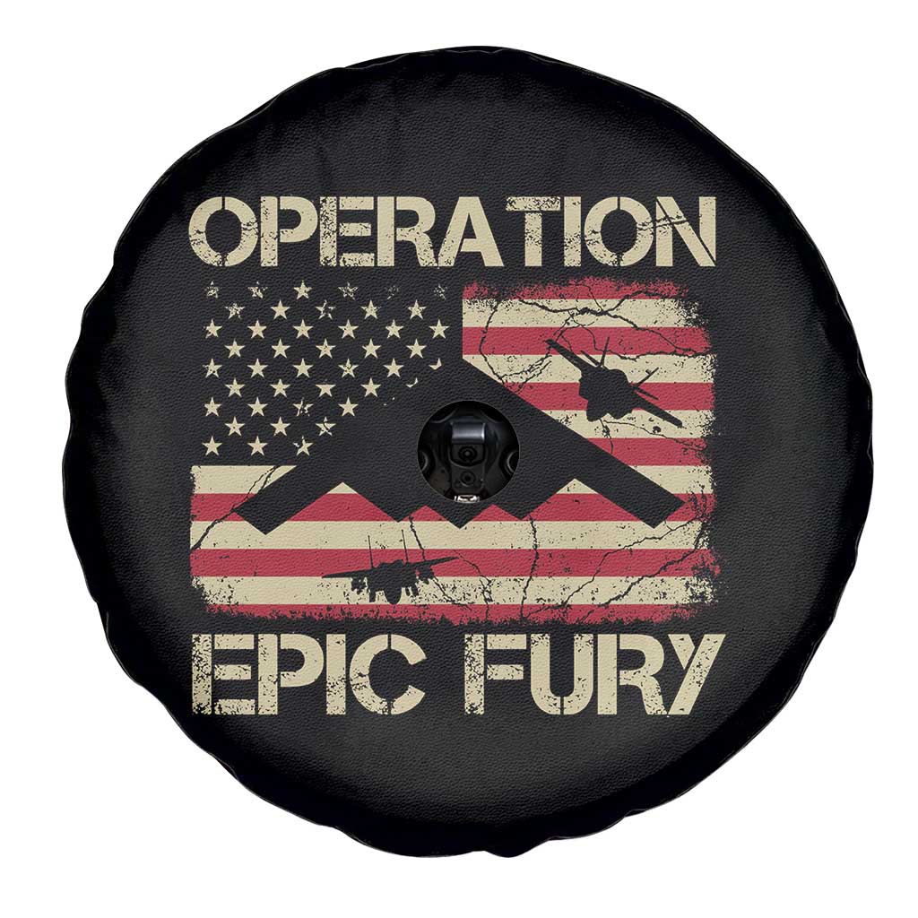 Operation Epic Fury Vintage American Flag Bomber Spare Tire Cover B2 Spirit Patriotic Strength TS02 Print Your Wear