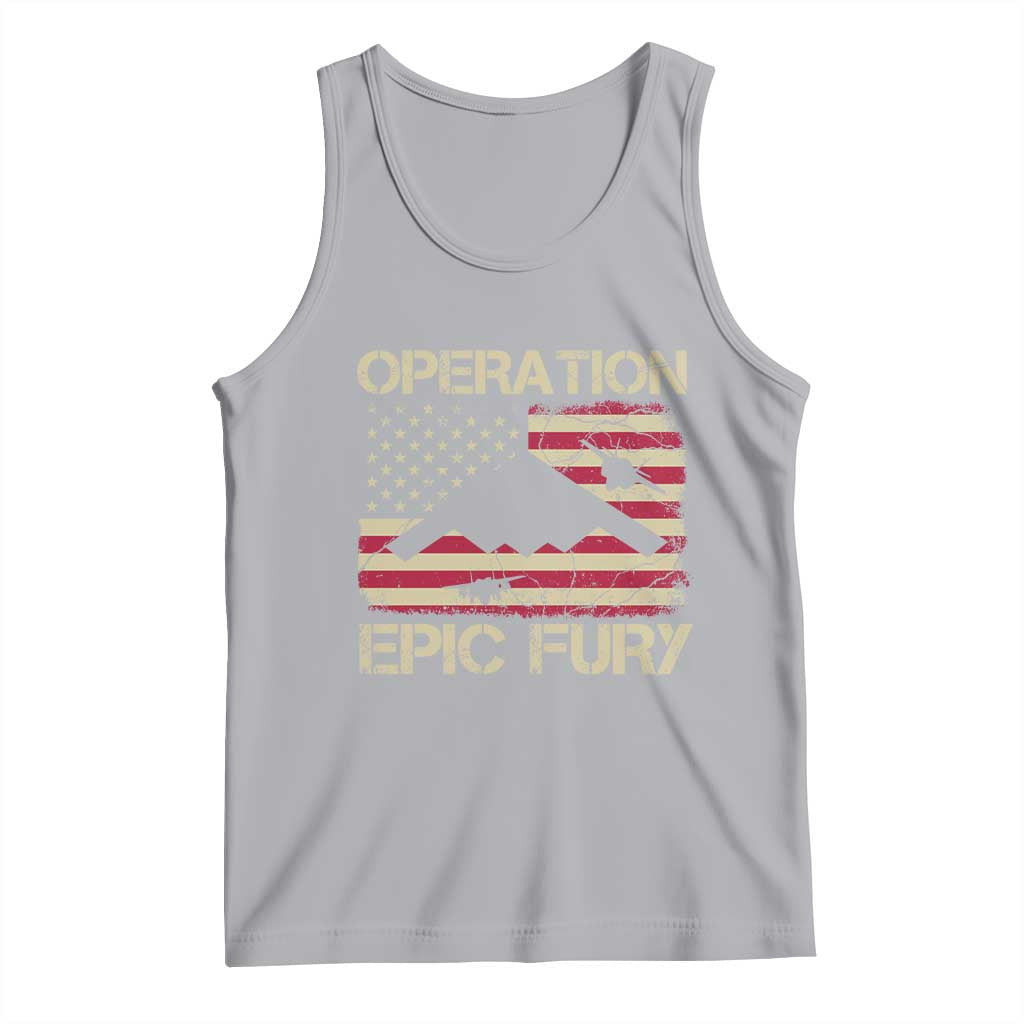 Operation Epic Fury Vintage American Flag Bomber Tank Top B2 Spirit Patriotic Strength TS02 Athletic Heather Print Your Wear