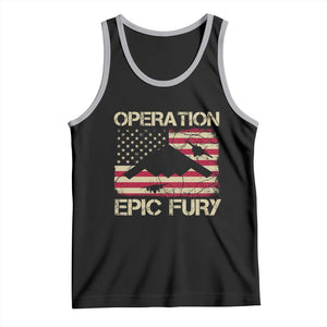 Operation Epic Fury Vintage American Flag Bomber Tank Top B2 Spirit Patriotic Strength TS02 Black Athletic Heather Print Your Wear