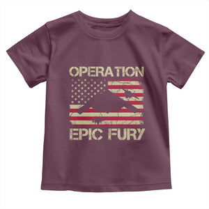 Operation Epic Fury Vintage American Flag Bomber Toddler T Shirt B2 Spirit Patriotic Strength TS02 Maroon Print Your Wear