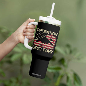 Operation Epic Fury Vintage American Flag Bomber Tumbler With Handle B2 Spirit Patriotic Strength TS02 Print Your Wear