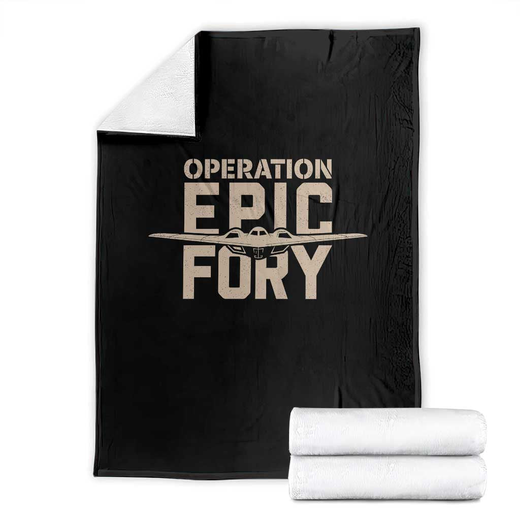 Operation Epic Fury Stealth Bomber Silhouette Throw Blanket Patriotic B2 Spirit Aviation Statement TS02 Black Print Your Wear