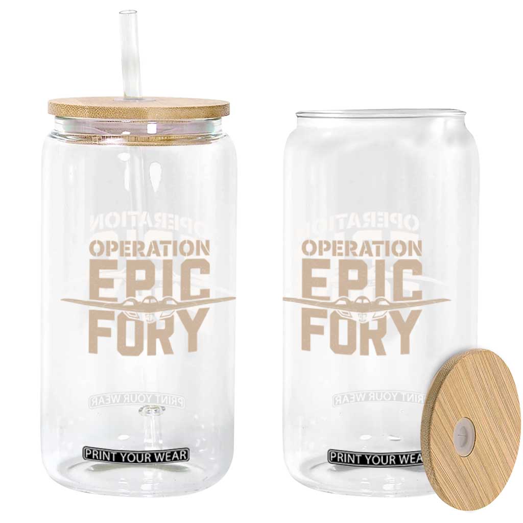 Operation Epic Fury Stealth Bomber Silhouette Glass Can Patriotic B2 Spirit Aviation Statement TS02 Print Your Wear