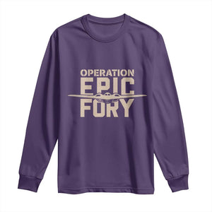 Operation Epic Fury Stealth Bomber Silhouette Long Sleeve Shirt Patriotic B2 Spirit Aviation Statement TS02 Purple Print Your Wear