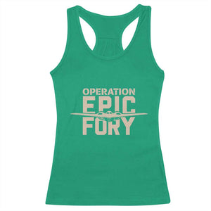 Operation Epic Fury Stealth Bomber Silhouette Racerback Tank Top Patriotic B2 Spirit Aviation Statement TS02 Irish Green Print Your Wear