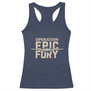 Operation Epic Fury Stealth Bomber Silhouette Racerback Tank Top Patriotic B2 Spirit Aviation Statement TS02 Navy Print Your Wear