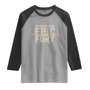 Operation Epic Fury Stealth Bomber Silhouette Raglan Shirt Patriotic B2 Spirit Aviation Statement TS02 Sport Gray Black Print Your Wear