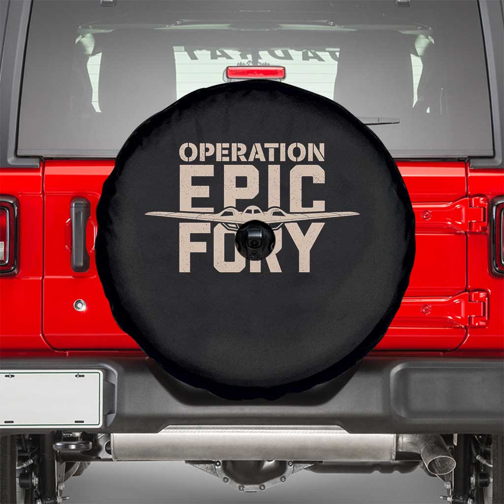 Operation Epic Fury Stealth Bomber Silhouette Spare Tire Cover Patriotic B2 Spirit Aviation Statement TS02 Black Print Your Wear