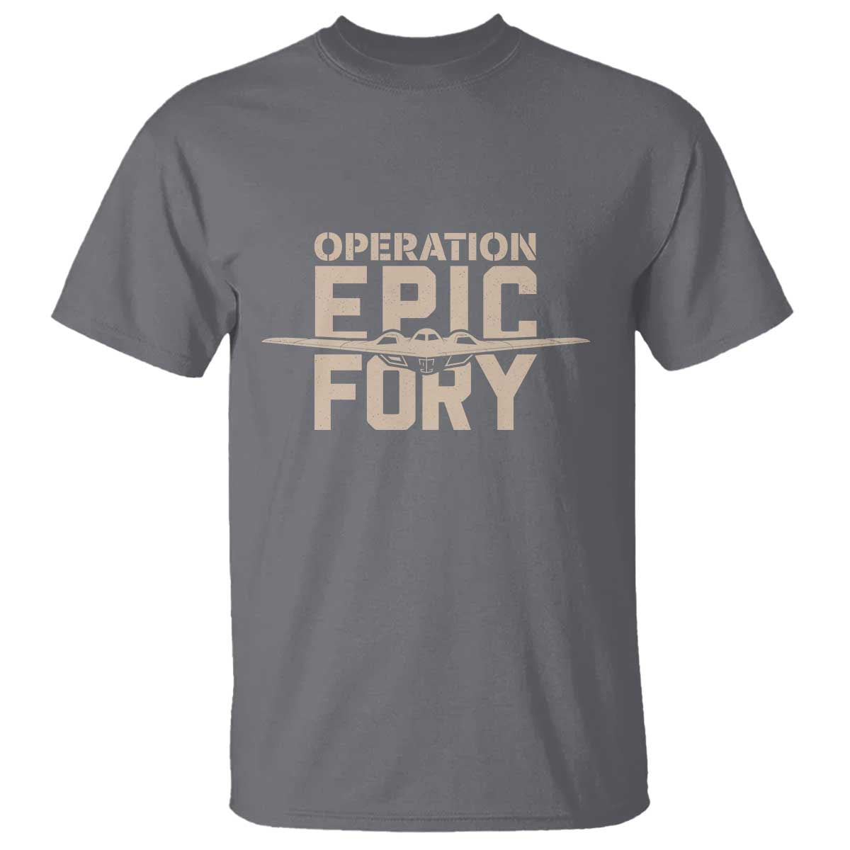 Operation Epic Fury Stealth Bomber Silhouette T Shirt Patriotic B2 Spirit Aviation Statement TS02 Charcoal Print Your Wear