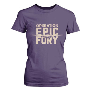 Operation Epic Fury Stealth Bomber Silhouette T Shirt For Women Patriotic B2 Spirit Aviation Statement TS02 Purple Print Your Wear