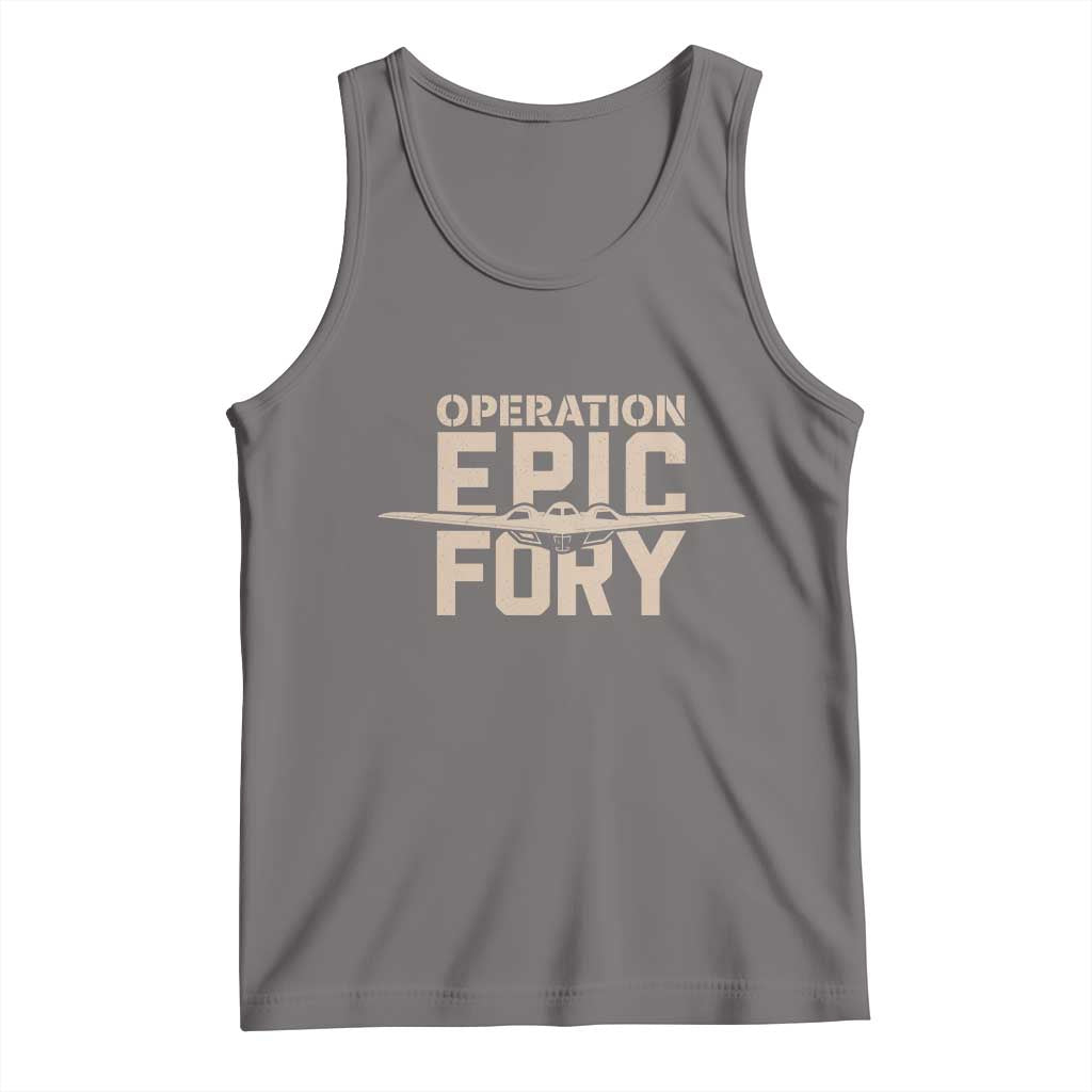 Operation Epic Fury Stealth Bomber Silhouette Tank Top Patriotic B2 Spirit Aviation Statement TS02 Deep Heather Print Your Wear