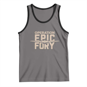 Operation Epic Fury Stealth Bomber Silhouette Tank Top Patriotic B2 Spirit Aviation Statement TS02 Deep Heather Black Print Your Wear