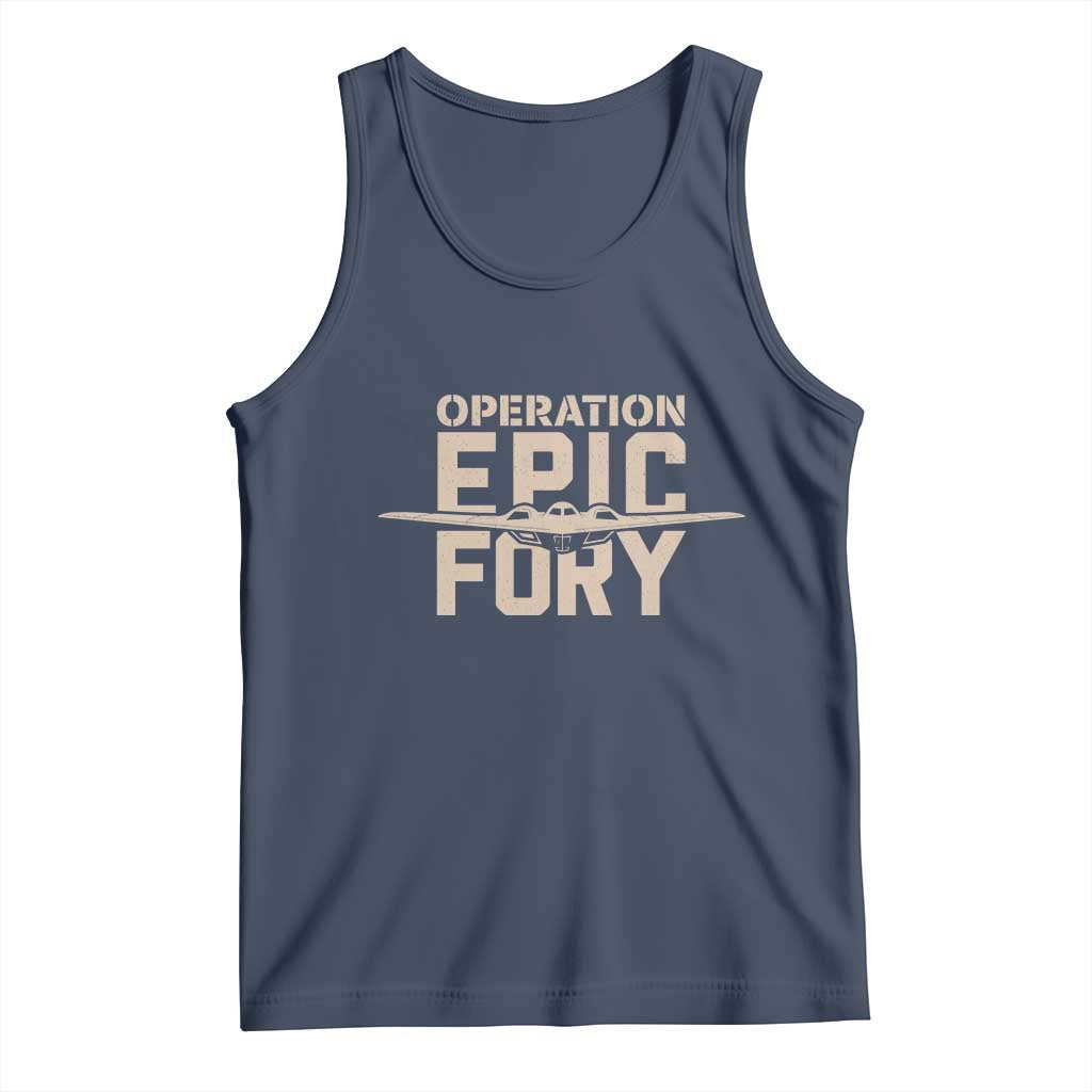Operation Epic Fury Stealth Bomber Silhouette Tank Top Patriotic B2 Spirit Aviation Statement TS02 Navy Print Your Wear