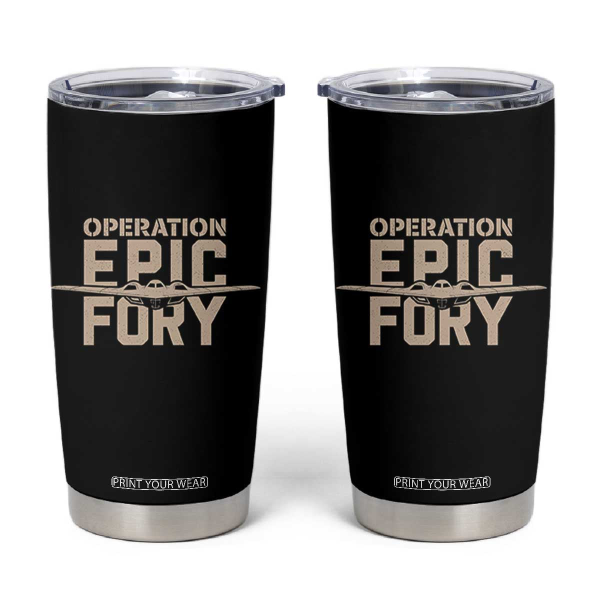 Operation Epic Fury Stealth Bomber Silhouette Tumbler Cup Patriotic B2 Spirit Aviation Statement TS02 Black Print Your Wear