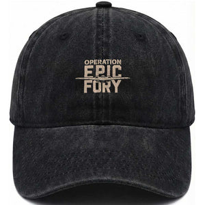 Operation Epic Fury Stealth Bomber Silhouette Washed Cotton Baseball Cap Patriotic B2 Spirit Aviation Statement TS02 Washed Cap Universal Fit Black Print Your Wear