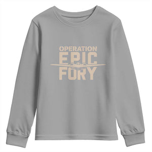 Operation Epic Fury Stealth Bomber Silhouette Youth Sweatshirt Patriotic B2 Spirit Aviation Statement TS02 Sport Gray Print Your Wear