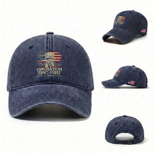 Operation Epic Fury 1776 2026 Trump Washed Cotton Baseball Cap We The People Patriotic Constitutional Freedom TS02 Washed Cap Universal Fit Navy Print Your Wear