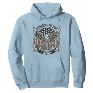 Operation Epic Fury Patriotic Eagle Crest Est 2026 Hoodie American Strength Freedom TS02 Light Blue Print Your Wear