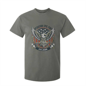 Operation Epic Fury Patriotic Eagle Crest Est 2026 T Shirt For Kid American Strength Freedom TS02 Military Green Print Your Wear