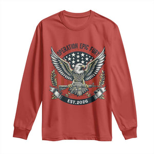 Operation Epic Fury Patriotic Eagle Crest Est 2026 Long Sleeve Shirt American Strength Freedom TS02 Red Print Your Wear