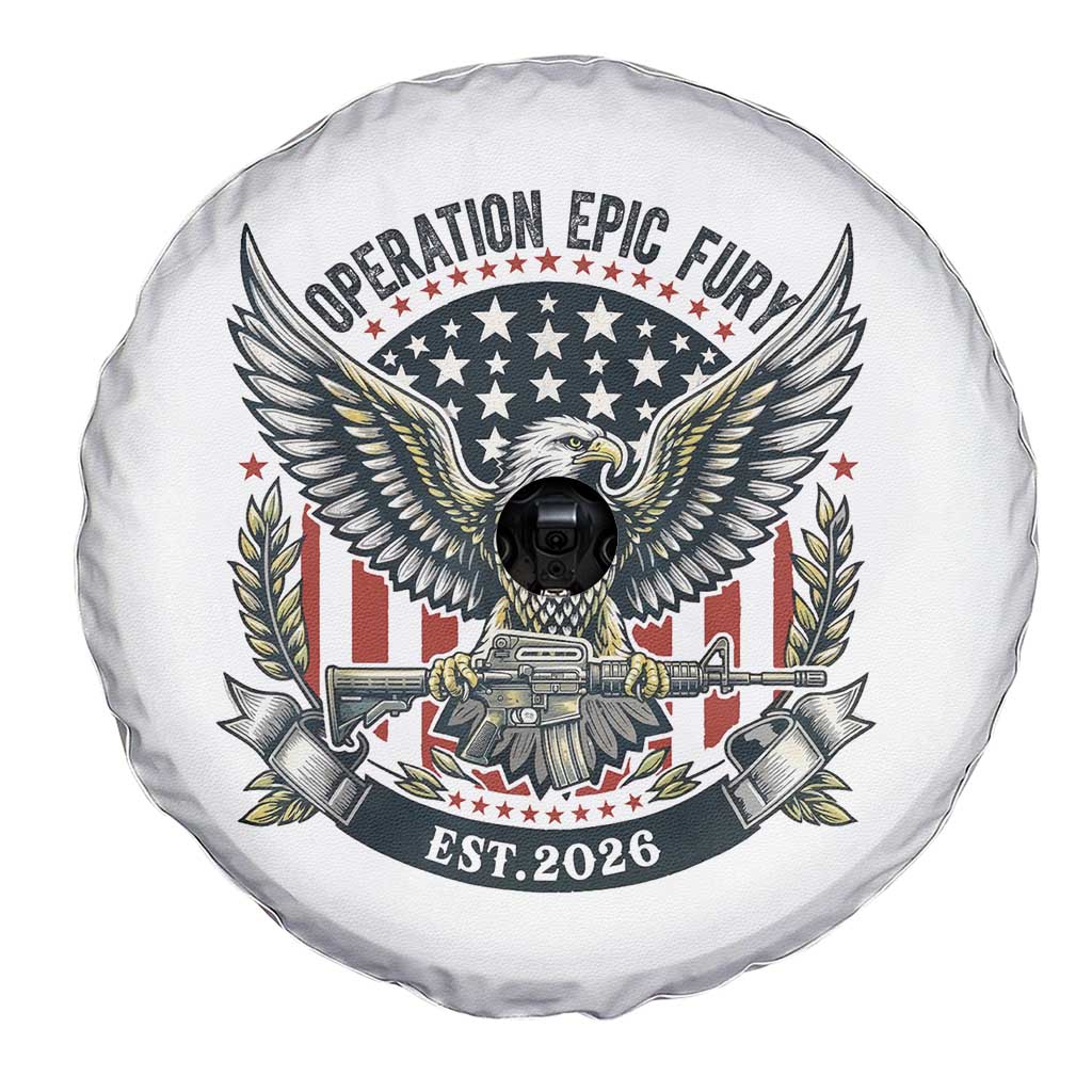 Operation Epic Fury Patriotic Eagle Crest Est 2026 Spare Tire Cover American Strength Freedom TS02 Print Your Wear