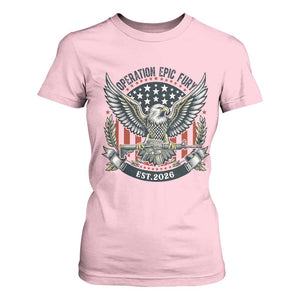Operation Epic Fury Patriotic Eagle Crest Est 2026 T Shirt For Women American Strength Freedom TS02 Light Pink Print Your Wear