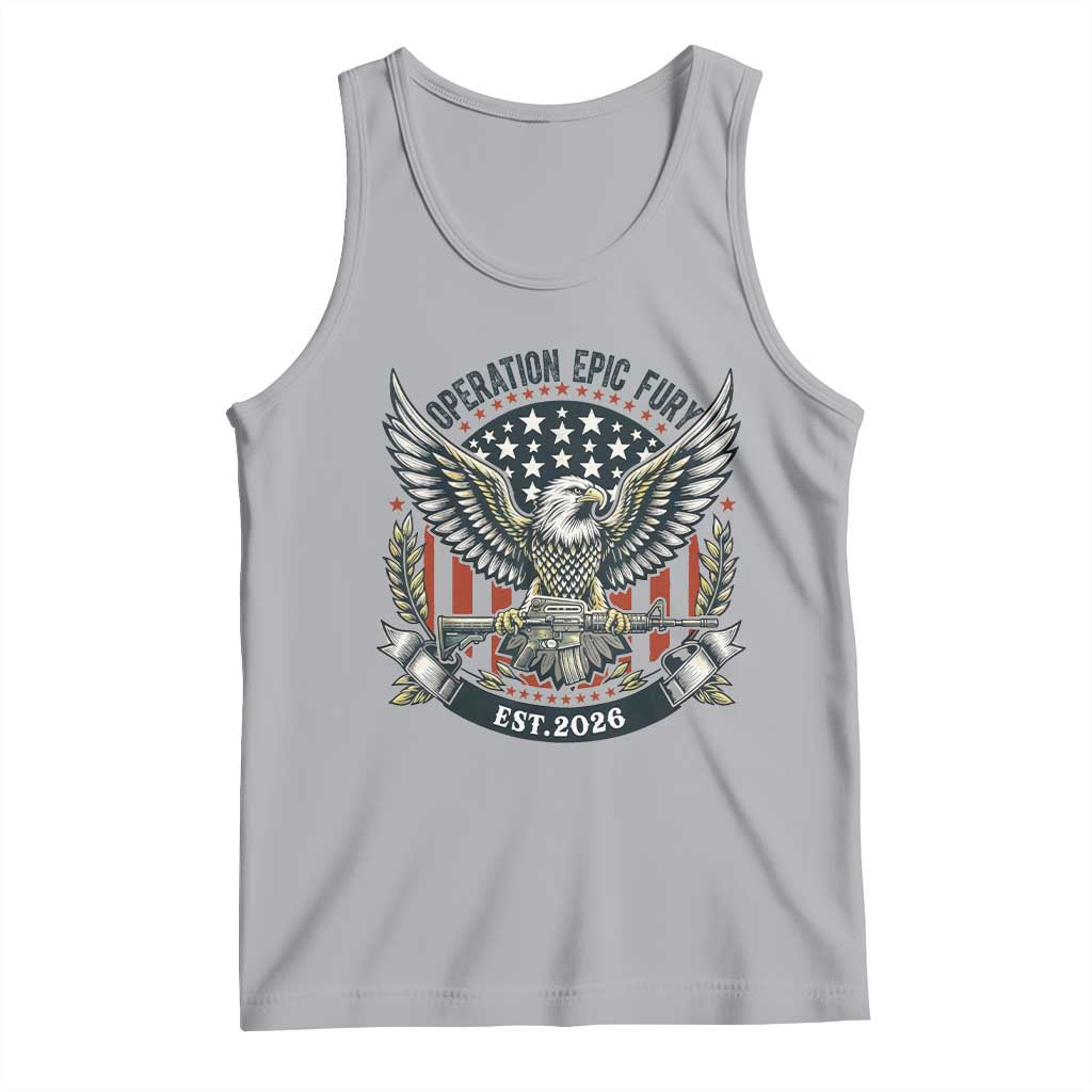 Operation Epic Fury Patriotic Eagle Crest Est 2026 Tank Top American Strength Freedom TS02 Athletic Heather Print Your Wear
