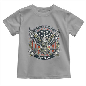 Operation Epic Fury Patriotic Eagle Crest Est 2026 Toddler T Shirt American Strength Freedom TS02 Sport Gray Print Your Wear