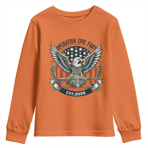 Operation Epic Fury Patriotic Eagle Crest Est 2026 Youth Sweatshirt American Strength Freedom TS02 Orange Print Your Wear
