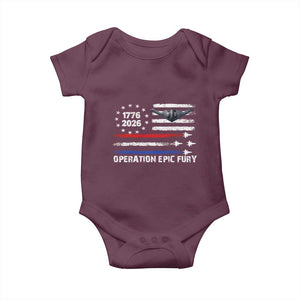 Operation Epic Fury 1776 2026 American Flag Aviation Baby Onesie Freedom Anniversary Statement TS02 Maroon Print Your Wear