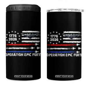 Operation Epic Fury 1776 2026 American Flag Aviation 4 in 1 Can Cooler Tumbler Freedom Anniversary Statement TS02 One Size: 16 oz Black Print Your Wear