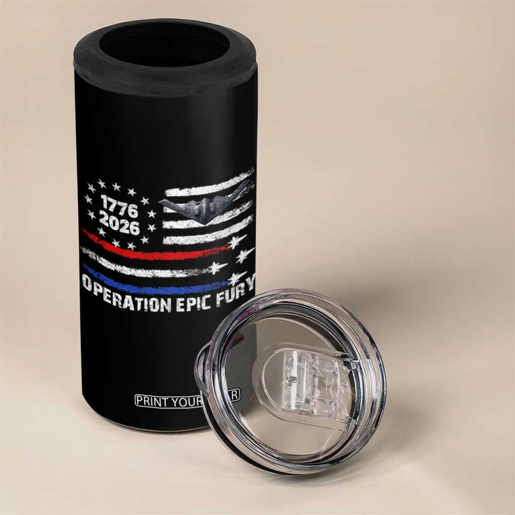 Operation Epic Fury 1776 2026 American Flag Aviation 4 in 1 Can Cooler Tumbler Freedom Anniversary Statement TS02 Print Your Wear