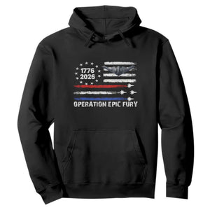 Operation Epic Fury 1776 2026 American Flag Aviation Hoodie Freedom Anniversary Statement TS02 Black Print Your Wear