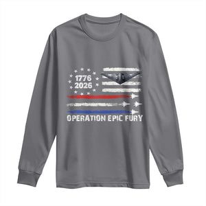 Operation Epic Fury 1776 2026 American Flag Aviation Long Sleeve Shirt Freedom Anniversary Statement TS02 Charcoal Print Your Wear
