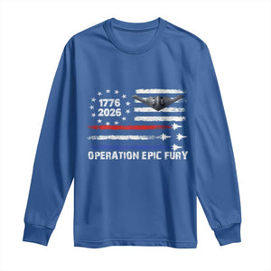 Operation Epic Fury 1776 2026 American Flag Aviation Long Sleeve Shirt Freedom Anniversary Statement TS02 Royal Blue Print Your Wear