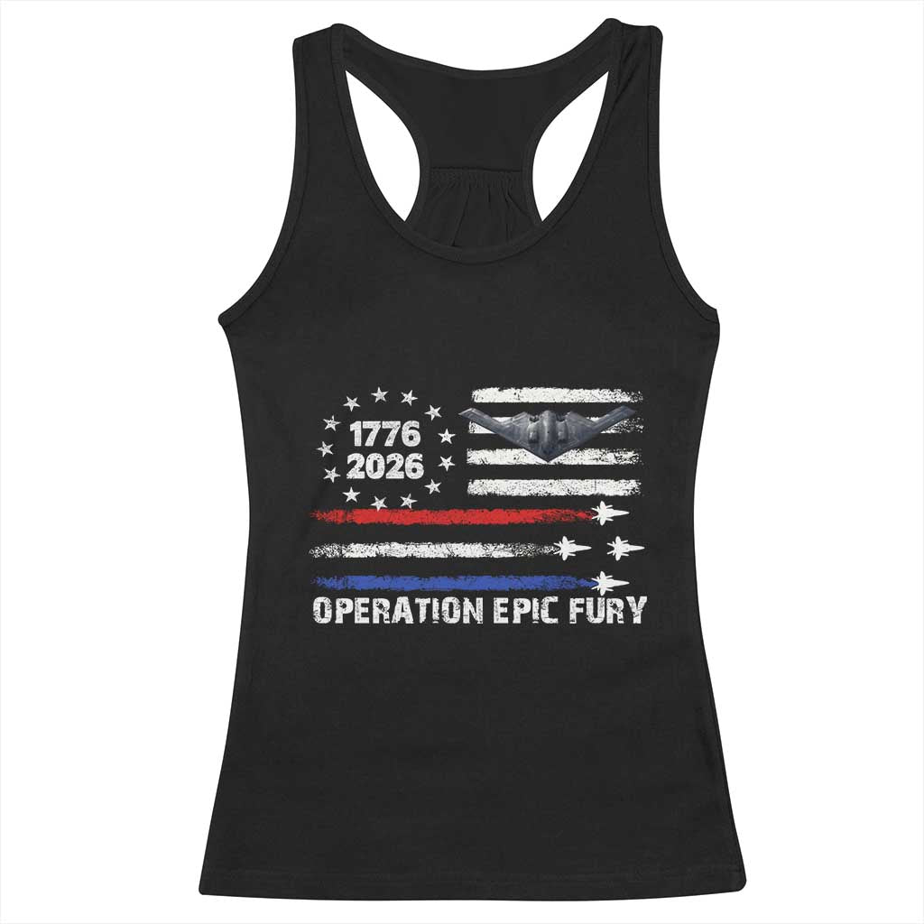Operation Epic Fury 1776 2026 American Flag Aviation Racerback Tank Top Freedom Anniversary Statement TS02 Black Print Your Wear