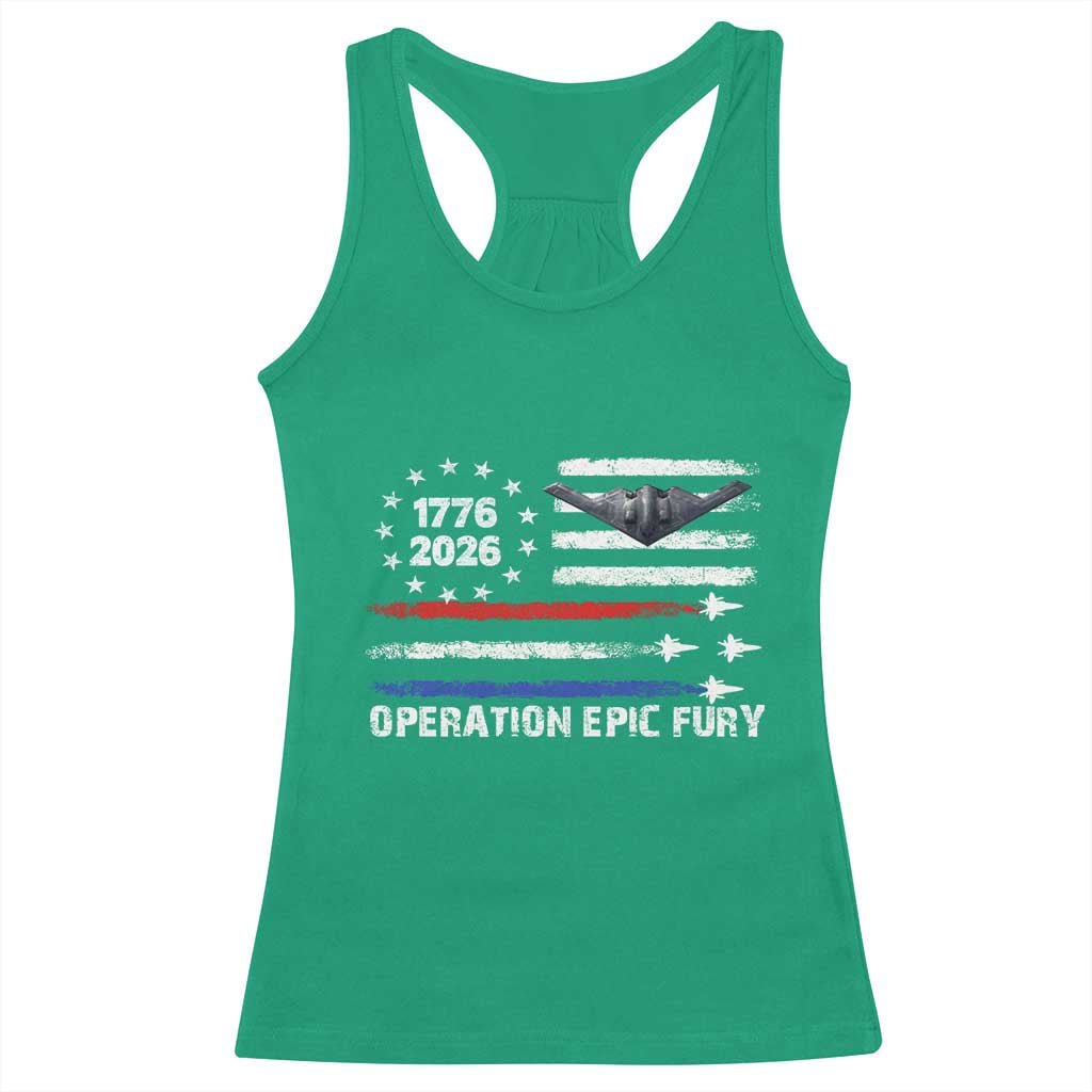 Operation Epic Fury 1776 2026 American Flag Aviation Racerback Tank Top Freedom Anniversary Statement TS02 Irish Green Print Your Wear