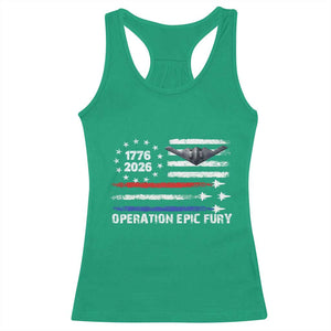 Operation Epic Fury 1776 2026 American Flag Aviation Racerback Tank Top Freedom Anniversary Statement TS02 Irish Green Print Your Wear
