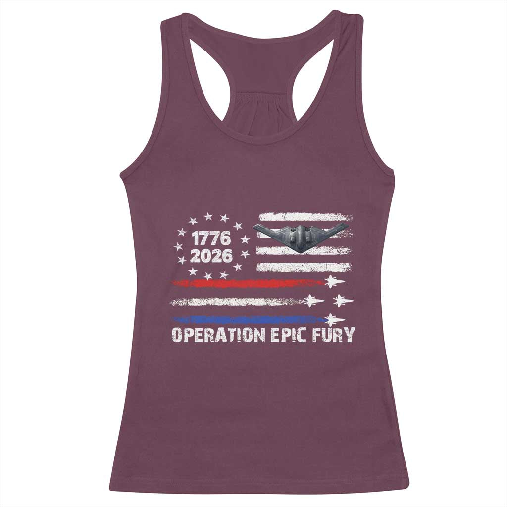 Operation Epic Fury 1776 2026 American Flag Aviation Racerback Tank Top Freedom Anniversary Statement TS02 Maroon Print Your Wear
