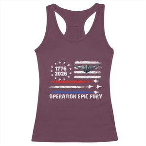 Operation Epic Fury 1776 2026 American Flag Aviation Racerback Tank Top Freedom Anniversary Statement TS02 Maroon Print Your Wear