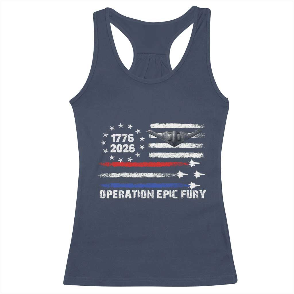 Operation Epic Fury 1776 2026 American Flag Aviation Racerback Tank Top Freedom Anniversary Statement TS02 Navy Print Your Wear