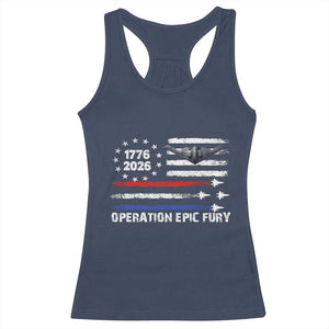 Operation Epic Fury 1776 2026 American Flag Aviation Racerback Tank Top Freedom Anniversary Statement TS02 Navy Print Your Wear
