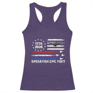 Operation Epic Fury 1776 2026 American Flag Aviation Racerback Tank Top Freedom Anniversary Statement TS02 Purple Print Your Wear