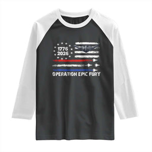 Operation Epic Fury 1776 2026 American Flag Aviation Raglan Shirt Freedom Anniversary Statement TS02 Black White Print Your Wear