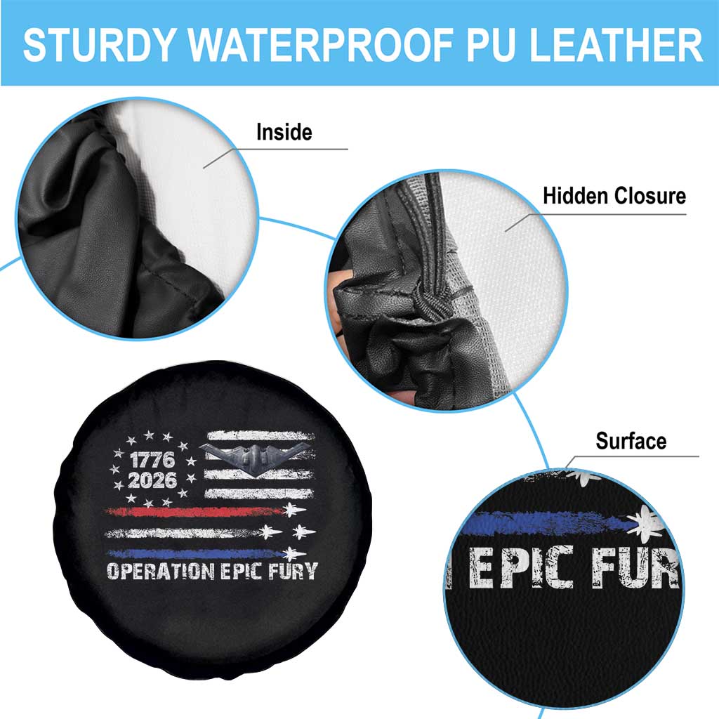 Operation Epic Fury 1776 2026 American Flag Aviation Spare Tire Cover Freedom Anniversary Statement TS02 Print Your Wear