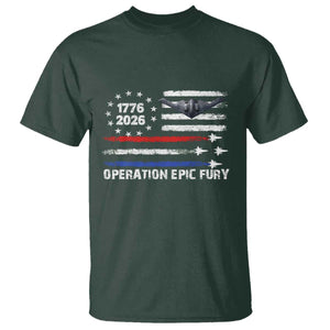 Operation Epic Fury 1776 2026 American Flag Aviation T Shirt Freedom Anniversary Statement TS02 Dark Forest Green Print Your Wear