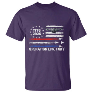 Operation Epic Fury 1776 2026 American Flag Aviation T Shirt Freedom Anniversary Statement TS02 Purple Print Your Wear