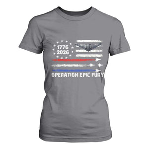 Operation Epic Fury 1776 2026 American Flag Aviation T Shirt For Women Freedom Anniversary Statement TS02 Charcoal Print Your Wear