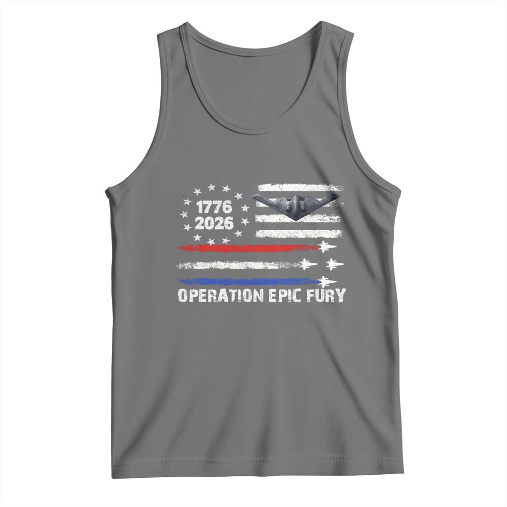 Operation Epic Fury 1776 2026 American Flag Aviation Tank Top Freedom Anniversary Statement TS02 Black Heather Print Your Wear
