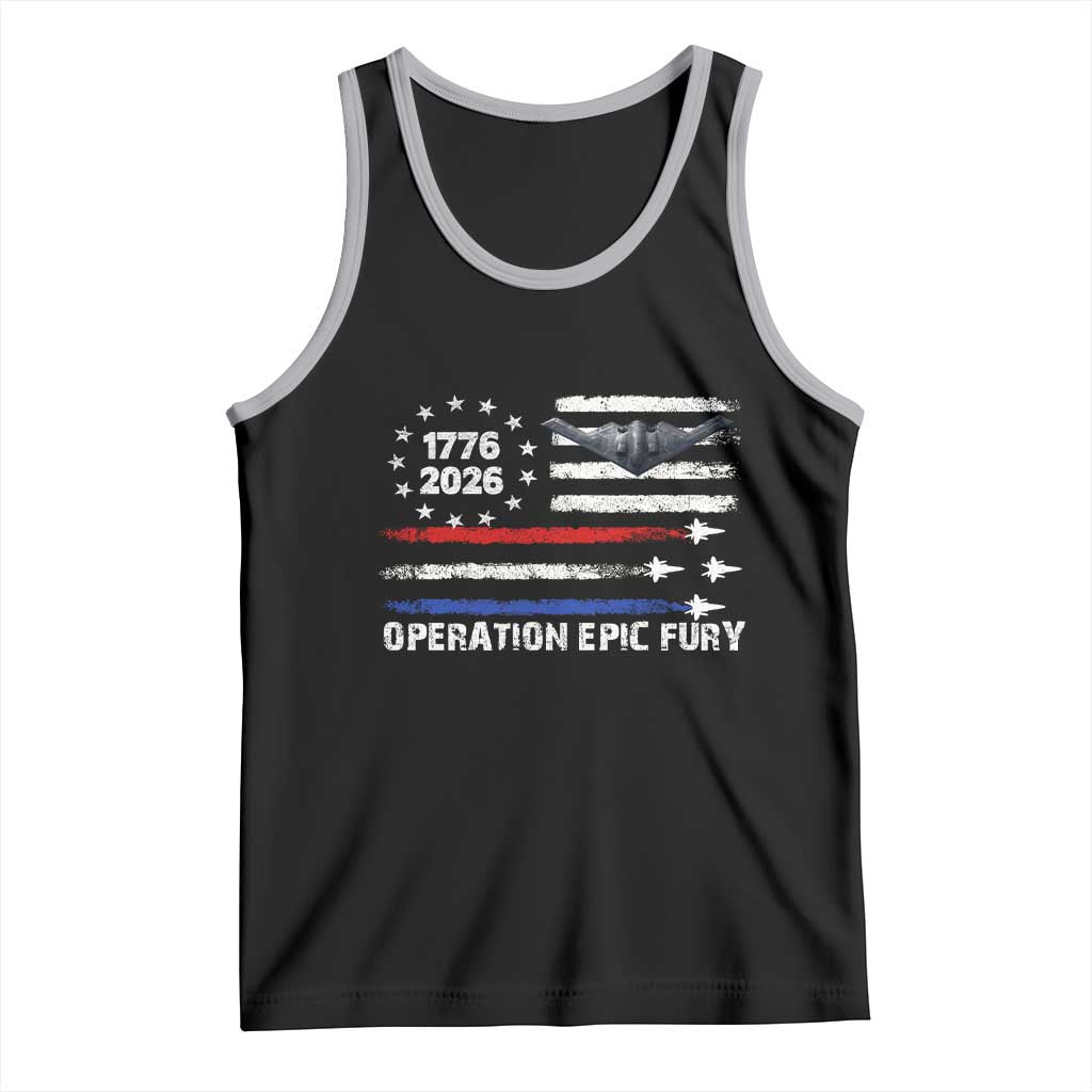 Operation Epic Fury 1776 2026 American Flag Aviation Tank Top Freedom Anniversary Statement TS02 Black Athletic Heather Print Your Wear